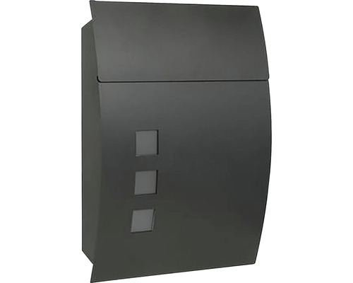 Ocelová poštovní schránka BK.931.G.CM s okénky z matného plexiskla, barva černá matná-0