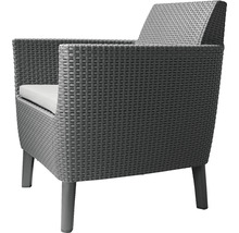 Šedé ratanové křeslo se sedákem do zahrady