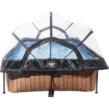 Bazén s průhledným krytem a dřevěným obložením