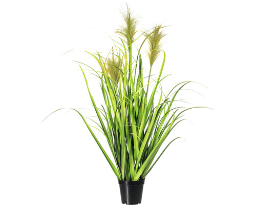 Umělá rostlina ozdobnice čínská cca 90 cm zelená v květináči Ø 13 cm x 11 cm