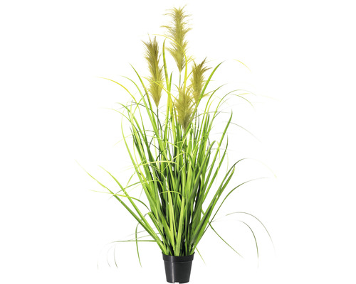 Umělá rostlina ozdobnice čínská cca 120 cm zelená v květináči Ø 15 cm x 13 cm