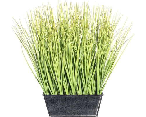 Umělá rostlina tráva cca 30 cm zelená v černém zinkovém truhlíku 16 x 10 x 6,5 cm