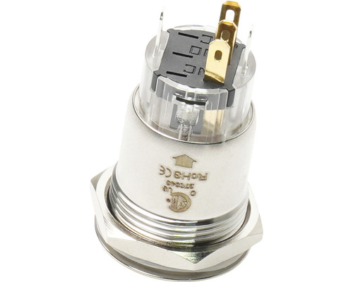 Kovový tlačítkový spínač s upevňovací maticí