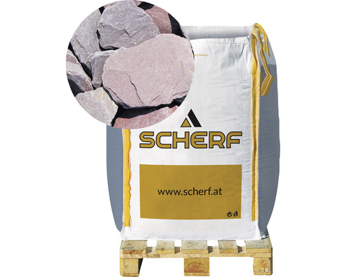 Okrasné kameny břidlicové 30–60 mm Provence big bag 1000 kg Big Bag s lomovým kamenem na paletě, značka Scherf