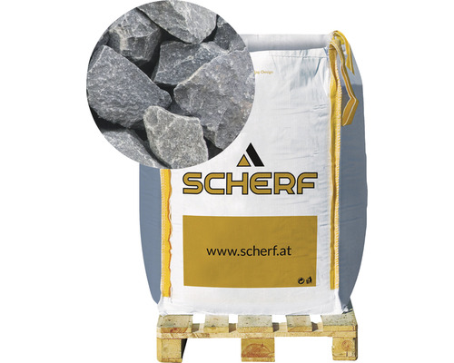 Kamenná drť čedičová 25–50 mm černá big bag 1000 kg Big Bag s okrasným štěrkem na dřevěné paletě