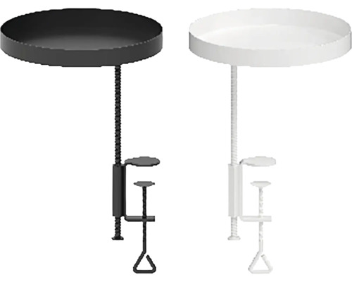 Dva upínací stolky s kulatými deskami a šroubovací svorkou