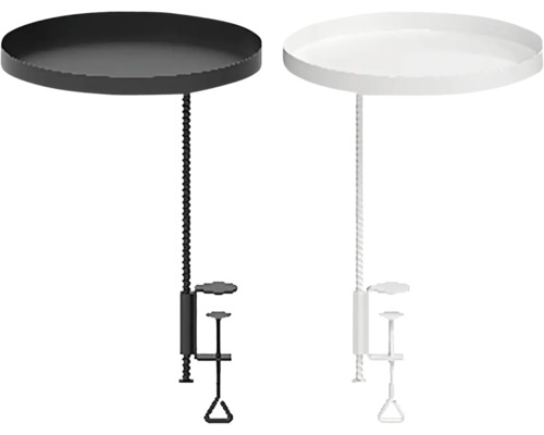 Dva upínací stoly s kulatými stolovými deskami a šroubovou svorkou