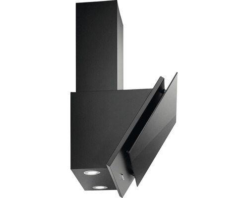 Černý odsavač par s klapkou a integrovaným osvětlením