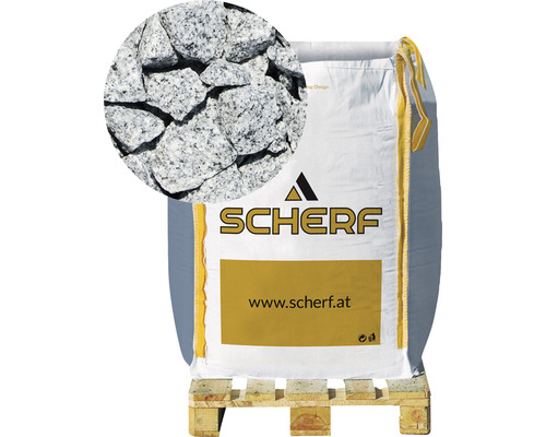Kamenná drť žulová 16–32 mm sůl a pepř big bag 1000 kg Pytel s okrasnou žulovou drtí na paletě