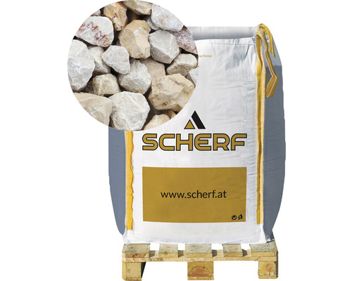 Kamenná drť vápencová 22–32 mm pestrá červená big bag 1000 kg Pytel okrasného štěrku na paletě s detailním náhledem