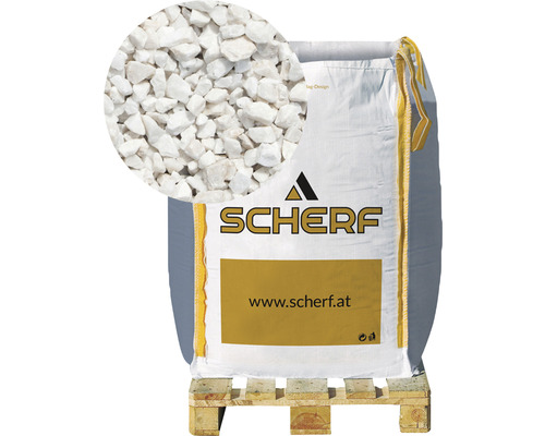 Kamenná drť mramorová 4–8 mm matná bílá big bag 1000 kg Pytel s okrasnou drtí na paletě