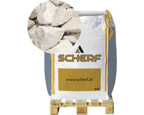 Kamenná drť mramorová 25–50 mm zámecká béžová big bag 1000 kg Pytel s okrasným štěrkem na paletě