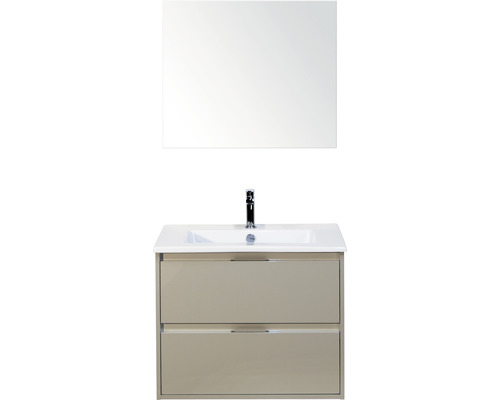 Koupelnový nábytkový set Sanox Porto barva čela oblázkově šedá ŠxVxH 71 x 170 x 51 cm s keramickým umyvadlem a zrcadlem