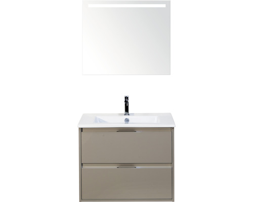 Koupelnový nábytkový set Sanox Porto barva čela cubanit grey ŠxVxH 71 x 170 x 51 cm s keramickým umyvadlem a zrcadlem s LED osvětlením