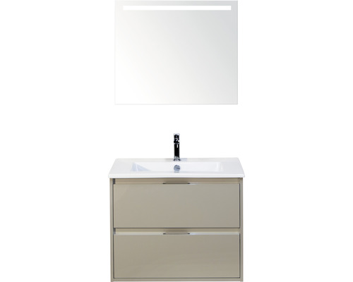Koupelnový nábytkový set Sanox Porto barva čela oblázkově šedá ŠxVxH 71 x 170 x 51 cm s keramickým umyvadlem a zrcadlem s LED osvětlením