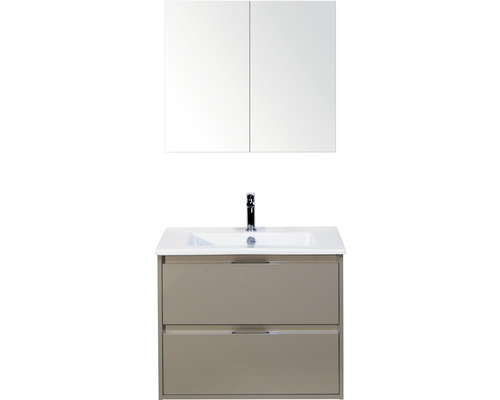 Koupelnový nábytkový set Sanox Porto barva čela cubanit grey ŠxVxH 71 x 170 x 51 cm s keramickým umyvadlem a zrcadlovou skříňkou