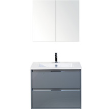 Koupelnový nábytkový set Sanox Porto barva čela ledově zelená ŠxVxH 71 x 170 x 51 cm s keramickým umyvadlem a zrcadlovou skříňkou
