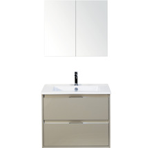 Koupelnový nábytkový set Sanox Porto barva čela oblázkově šedá ŠxVxH 71 x 170 x 51 cm s keramickým umyvadlem a zrcadlovou skříňkou
