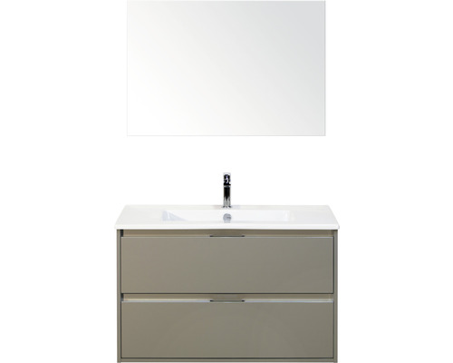 Koupelnový nábytkový set Sanox Porto barva čela cubanit grey ŠxVxH 91 x 170 x 51 cm s keramickým umyvadlem a zrcadlem