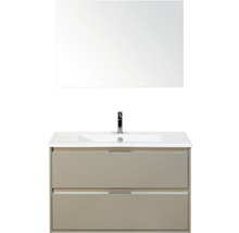 Koupelnový nábytkový set Sanox Porto barva čela oblázkově šedá ŠxVxH 91 x 170 x 51 cm s keramickým umyvadlem a zrcadlem