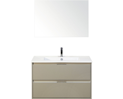 Koupelnový nábytkový set Sanox Porto barva čela oblázkově šedá ŠxVxH 91 x 170 x 51 cm s keramickým umyvadlem a zrcadlem