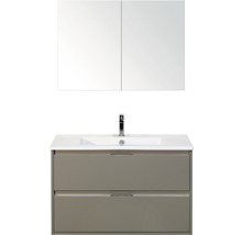 Koupelnový nábytkový set Sanox Porto barva čela cubanit grey ŠxVxH 91 x 150 x 51 cm s keramickým umyvadlem a zrcadlovou skříňkou