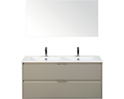 Koupelnový nábytkový set Sanox Porto barva čela oblázkově šedá ŠxVxH 121 x 170 x 51 cm s keramickým umyvadlem a zrcadlem