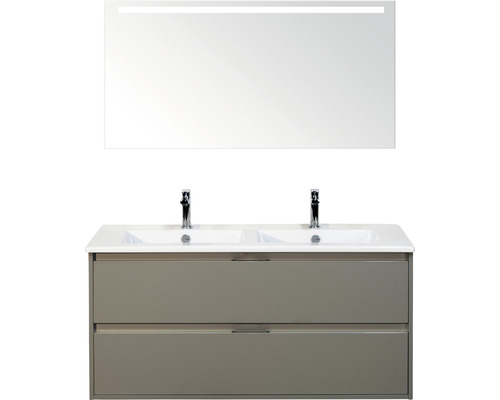 Koupelnový nábytkový set Sanox Porto barva čela cubanit grey ŠxVxH 121 x 170 x 51 cm s keramickým umyvadlem a zrcadlem s LED osvětlením