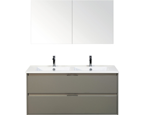 Koupelnový nábytkový set Sanox Porto barva čela cubanit grey ŠxVxH 121 x 170 x 51 cm s keramickým umyvadlem a zrcadlovou skříňkou