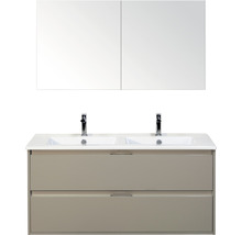 Koupelnový nábytkový set Sanox Porto barva čela oblázkově šedá ŠxVxH 121 x 170 x 51 cm s keramickým umyvadlem a zrcadlovou skříňkou