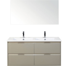 Koupelnový nábytkový set Sanox Porto barva čela oblázkově šedá ŠxVxH 121 x 170 x 51 cm s keramickým umyvadlem a zrcadlem