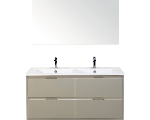 Koupelnový nábytkový set Sanox Porto barva čela oblázkově šedá ŠxVxH 121 x 170 x 51 cm s keramickým umyvadlem a zrcadlem