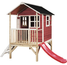 Dřevěný domeček na hraní se skluzavkou a žebříkem do zahrady