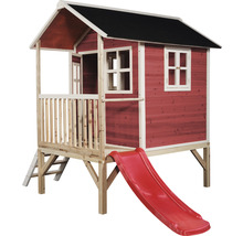Dřevěný hrací domek se skluzavkou do zahrady