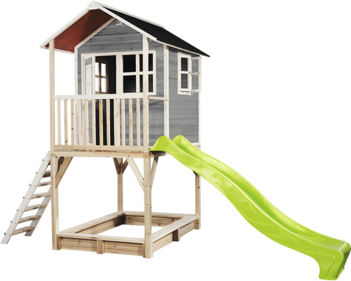 Hrací domek se skluzavkou, žebříkem a pískovištěm