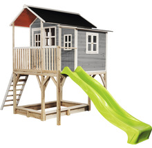 Dětský domek se skluzavkou, pískovištěm a žebříkem ze dřeva