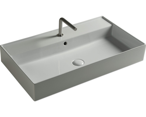 Obdélníkové keramické umyvadlo s kohoutkem