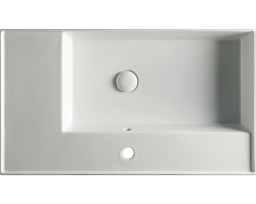 Obdélníkové keramické umyvadlo s otvorem pro baterii a přepadem