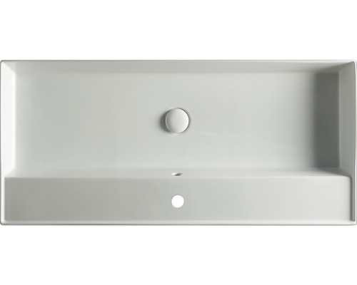 Obdélníkové umyvadlo na desku z sanitární keramiky s přepadem