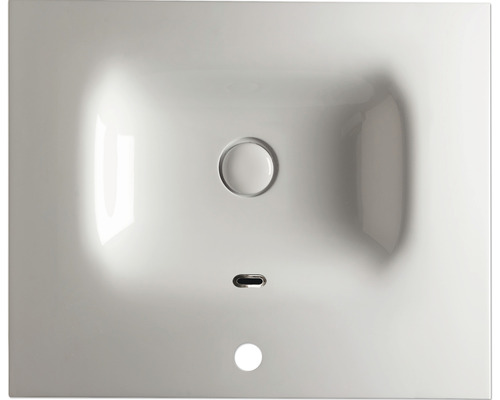 Keramické umyvadlo s otvorem pro baterii, přepadem a skrytým odtokem