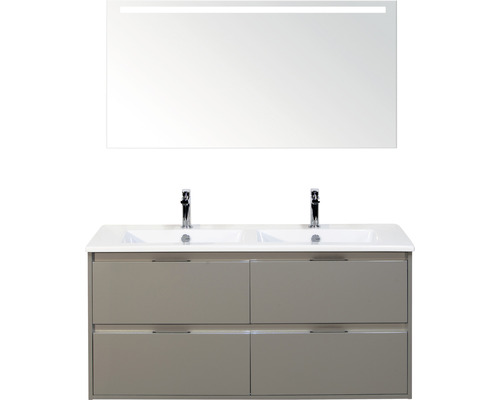 Koupelnový nábytkový set Sanox Porto barva čela cubanit grey ŠxVxH 121 x 170 x 51 cm s keramickým umyvadlem a zrcadlem s LED osvětlením