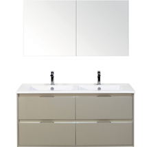 Koupelnový nábytkový set Sanox Porto barva čela oblázkově šedá ŠxVxH 121 x 170 x 51 cm s keramickým umyvadlem a zrcadlovou skříňkou