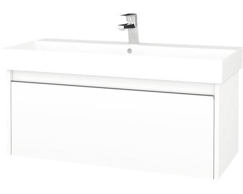 Koupelnová skříňka s umyvadlem Bono 96x39 cm bílá matná umyvadlo Glance 277697 Bílé umyvadlo se skříňkou a vodovodní baterií do koupelny