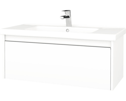 Koupelnová skříňka s umyvadlem Dřevojas Bono 96x39 cm bílá matná umyvadlo Harmonia 204235
