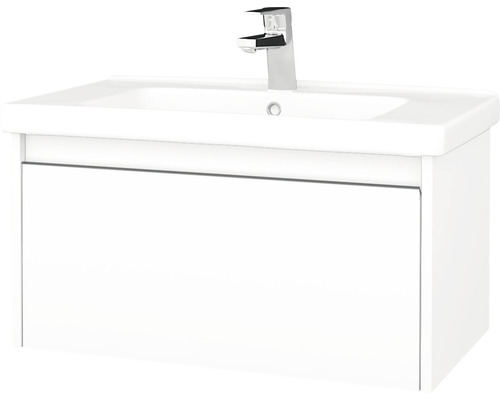 Koupelnová skříňka s umyvadlem Dřevojas Bono 76x39 cm bílá matná umyvadlo Harmonia 204143