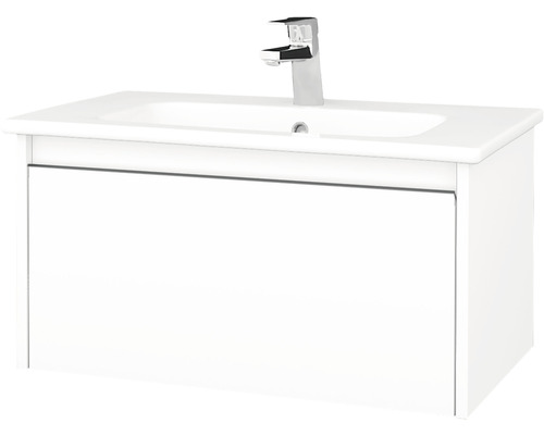 Koupelnová skříňka s umyvadlem Bono 74x39 cm bílá umyvadlo Euphoria 203580 Bílá skříňka pod umyvadlo s umyvadlem a vodovodní baterií