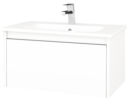 Koupelnová skříňka s umyvadlem Bono 74x39 cm bílá umyvadlo Euphoria 203603 Bílá skříňka pod umyvadlo s umyvadlem a baterií