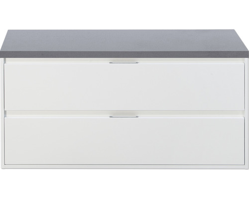 Koupelnová skříňka pod umyvadlo Sanox Porto barva čela bílá vysoce lesklá ŠxVxH 120,2 x 58,6 x 50 cm umyvadlová deska icegreen Koupelnová skříňka pod umyvadlo Sanox Porto barva čela bílá vysoce lesklá ŠxVxH 120,2 x 58,6 x 50 cm umyvadlová deska icegreen