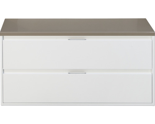 Koupelnová skříňka pod umyvadlo Sanox Porto barva čela bílá vysoce lesklá ŠxVxH 120,2 x 58,6 x 50 cm umyvadlová deska cubanit grey Koupelnová skříňka pod umyvadlo Sanox Porto barva čela bílá vysoce lesklá ŠxVxH 120,2 x 58,6 x 50 cm umyvadlová deska cubanit grey
