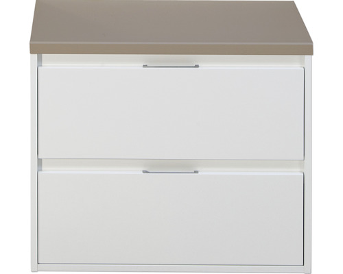 Koupelnová skříňka pod umyvadlo Sanox Porto barva čela bílá vysoce lesklá ŠxVxH 70,2 x 58,6 x 50 cm umyvadlová deska Cubanit grey Koupelnová skříňka pod umyvadlo Sanox Porto barva čela bílá vysoce lesklá ŠxVxH 70,2 x 58,6 x 50 cm umyvadlová deska Cubanit grey